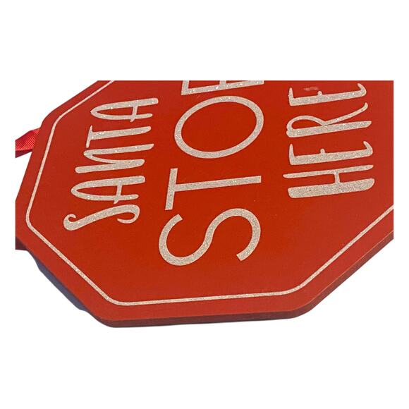 Santa Stop Here Christmas Sign | Holiday Door Decor | Kids Christmas Wall Sign - Picture 2 of 5